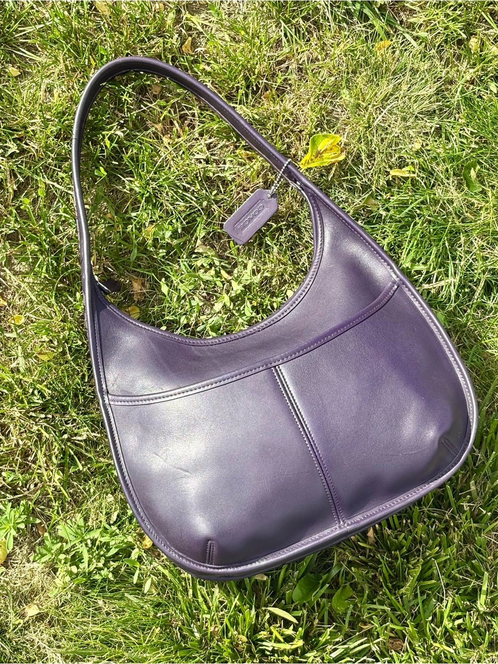 Vintage Coach Purple Ink Ergo Pocket Zip Hobo 9033